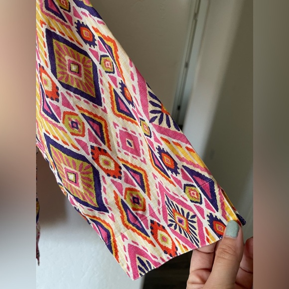 Chico’s| Boho Linen Long Sleeve Blouse, No-Iron Fabric—Size 2•••Lagenlook - Picture 10 of 16